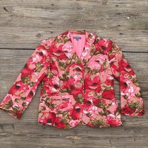 Ann Taylor | Silk Pink Floral Blazer Size 4 Petite